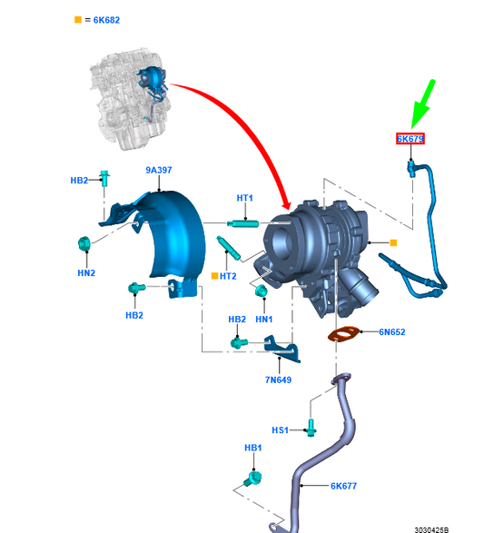new ford ranger t6 turbo oil feed pipe assy fb3q-6k679-aa 1885724 original