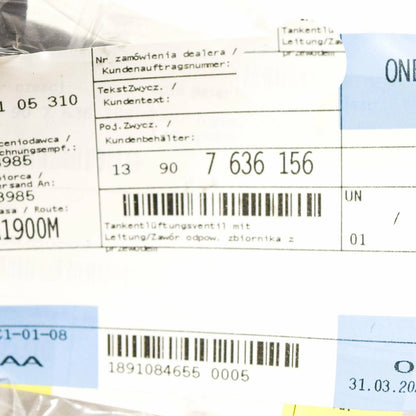 NEW BMW 3 F30 FUEL TANK VENTILATION VALVE WITH PIPE 7636156 13907636156 ORIGINAL