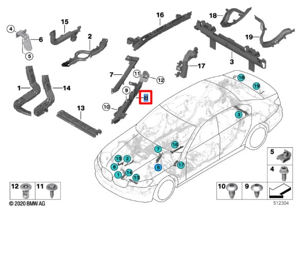 NEW BMW M5 F90 SEALING FRAME LOWER PART LEFT 1138795720 ORIGINAL