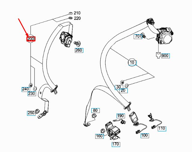 new mercedes-benz cla c117 rear central seat belt a11786009859c94 original
