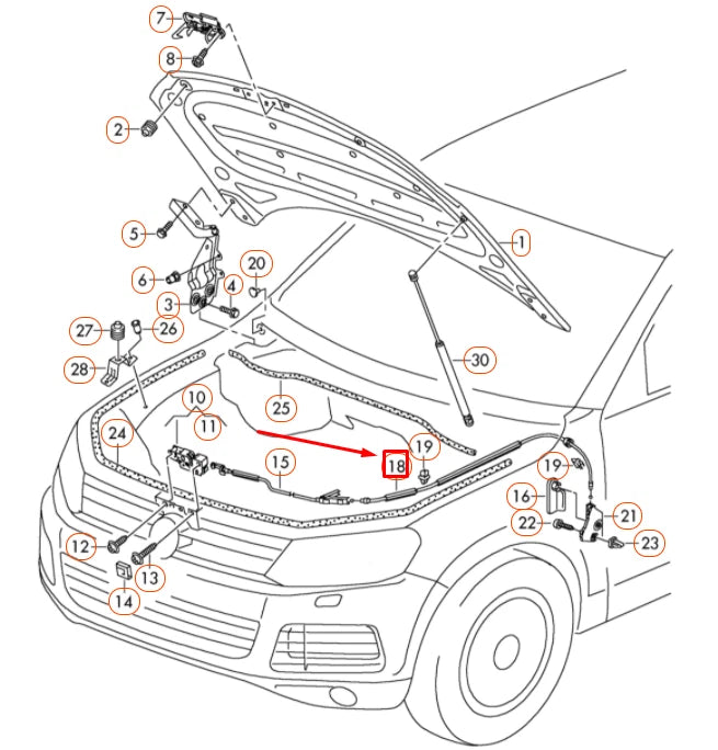 NEW VOLKSWAGEN TOUAREG 7P MK2 FRONT LID REAR LOCK CABLE 7P6823535 ORIGINAL
