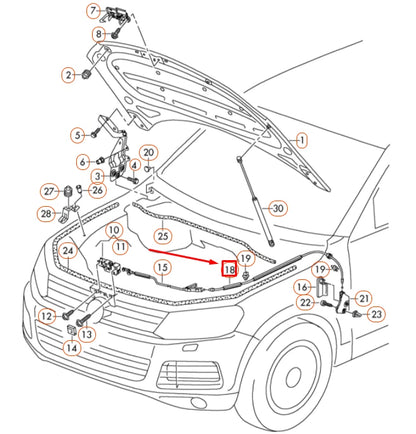 NEW VOLKSWAGEN TOUAREG 7P MK2 FRONT LID REAR LOCK CABLE 7P6823535 ORIGINAL