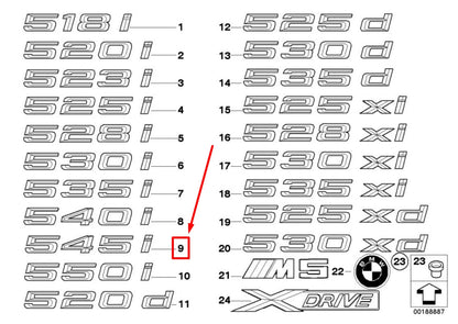 NEW BMW 5 E60 TRUNK LID EMBLEM 7111711 51147111711 ORIGINAL