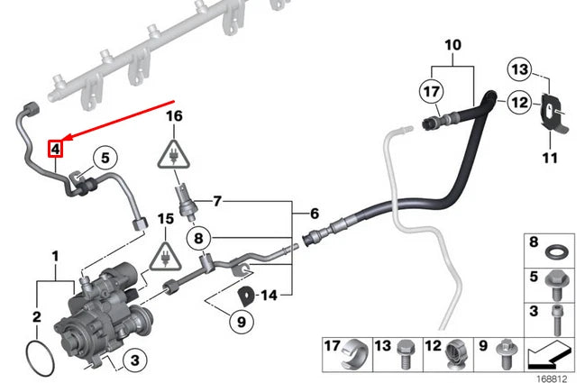 NEW BMW 3 E90 HIGH PRESSURE PIPE 13537536566 7536566 ORIGINAL