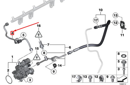 NEW BMW 3 E90 HIGH PRESSURE PIPE 13537536566 7536566 ORIGINAL