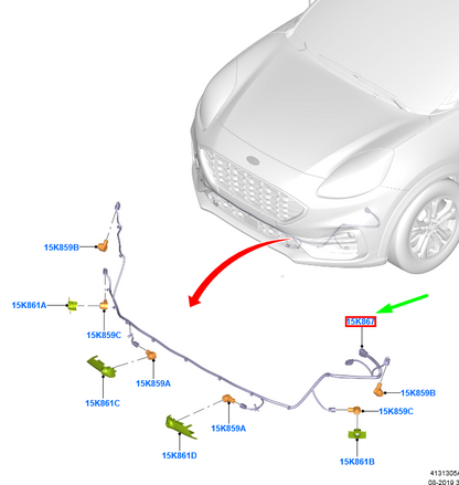 new ford puma front parking aid wiring 2511613 m1tt-15k867-abd original