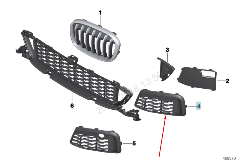 NEW BMW X1 F48 FRONT M SPORT BUMPER LEFT GRILLE 51118059889 8059889 2015