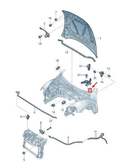 NEW VW BEETLE 5C FRONT LEFT HOOD HINGE 5C5823301A ORIGINAL