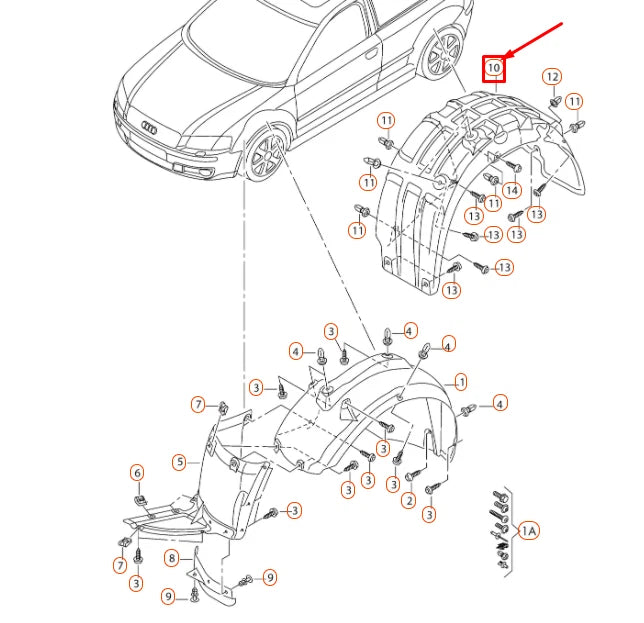 NEW AUDI A3 8P REAR RIGHT WHEEL HOUSING LINER 8P0810172K ORIGINAL
