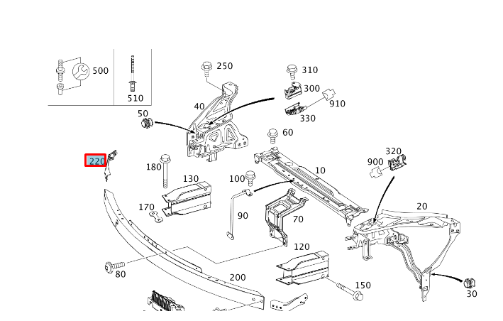 NEW MERCEDES-BENZ E COUPE C207 FRONT PANEL STRUT A2076200285 ORIGINAL
