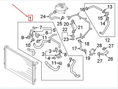 NEW VW GOLF VII 5G MK7 UPPER RADIATOR COOLANT HOSE 5Q0122101DR ORIGINAL