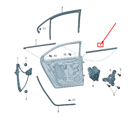 new skoda rapid nh left inner window aperture seal 5jj839479a original