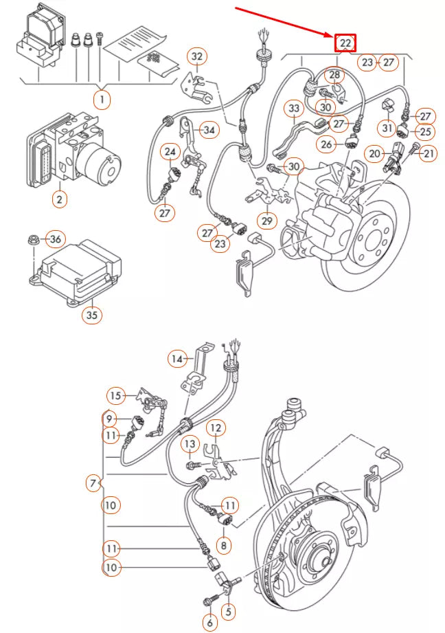 NEW AUDI A8 D4 REAR LEFT ABS SENSOR WIRING HARNESS 4H0927904E ORIGINAL