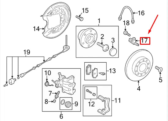 NEW VW BEETLE A5 REAR RIGHT ABS WHEEL SPEED SENSOR WHT003858B ORIGINAL