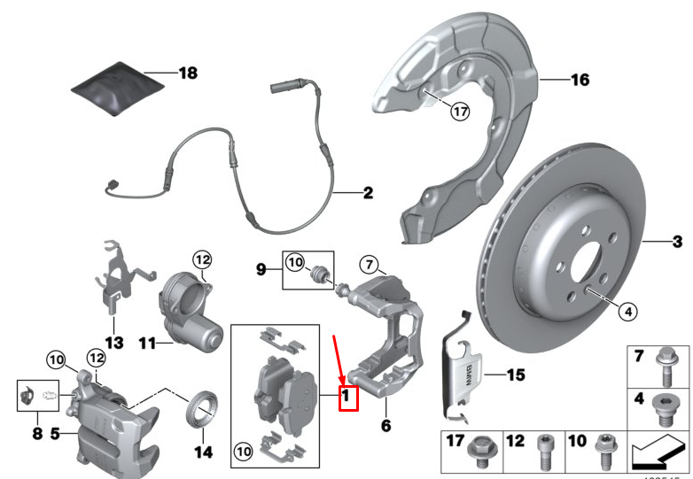 new bmw x3 m f97 rear brake pads repair kit 34208093728 original