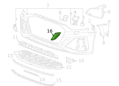 NEW AUDI RS5 F5A FRONT LEFT AIR DUCT 8W6807157A ORIGINAL