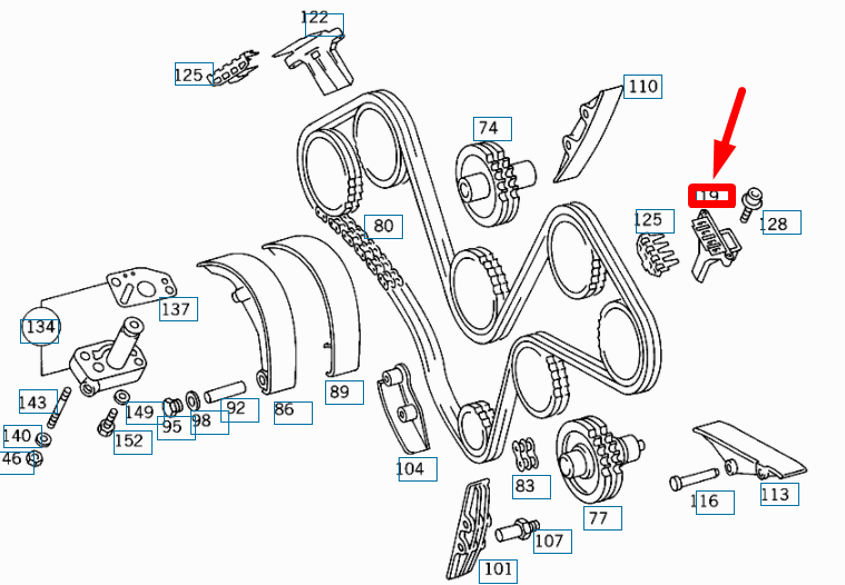 NEW MERCEDES-BENZ SL R129 LEFT ENGINE TIMING CHAIN GUIDE A1190500216 ORIGINAL