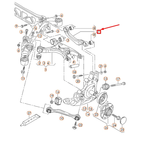 NEW AUDI A4 B8 REAR LEFT UPPER WISHBONE CONTROL ARM 8K0505323H ORIGINAL