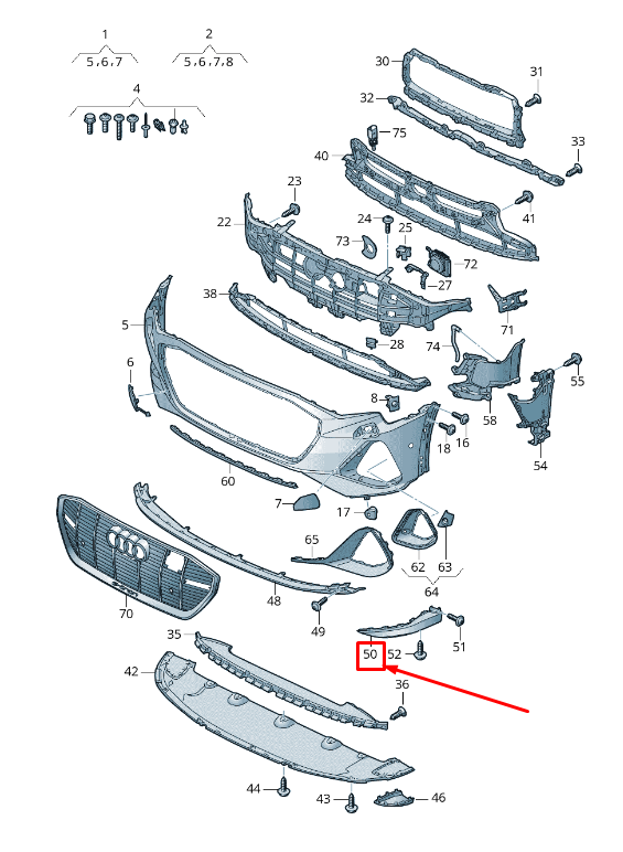 NEW AUDI E-TRON GE FRONT LEFT BUMPER SPOILER 4KE807061CGRU ORIGINAL