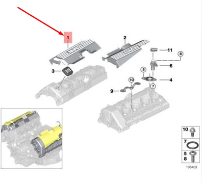 NEW BMW X5 E53 IGNITION COIL COVERING 11127523074 7523074 ORIGINAL