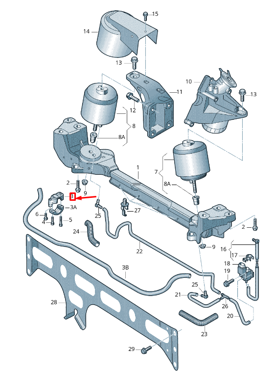NEW VW PHAETON 3D REAR SWAY BAR MOUNT BRACKET 3D0199613H ORIGINAL