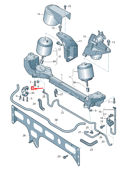 NEW VW PHAETON 3D REAR SWAY BAR MOUNT BRACKET 3D0199613H ORIGINAL