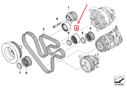 new bmw 7 f01, f02 drive belt idler pulley 11287559887 7559887 original