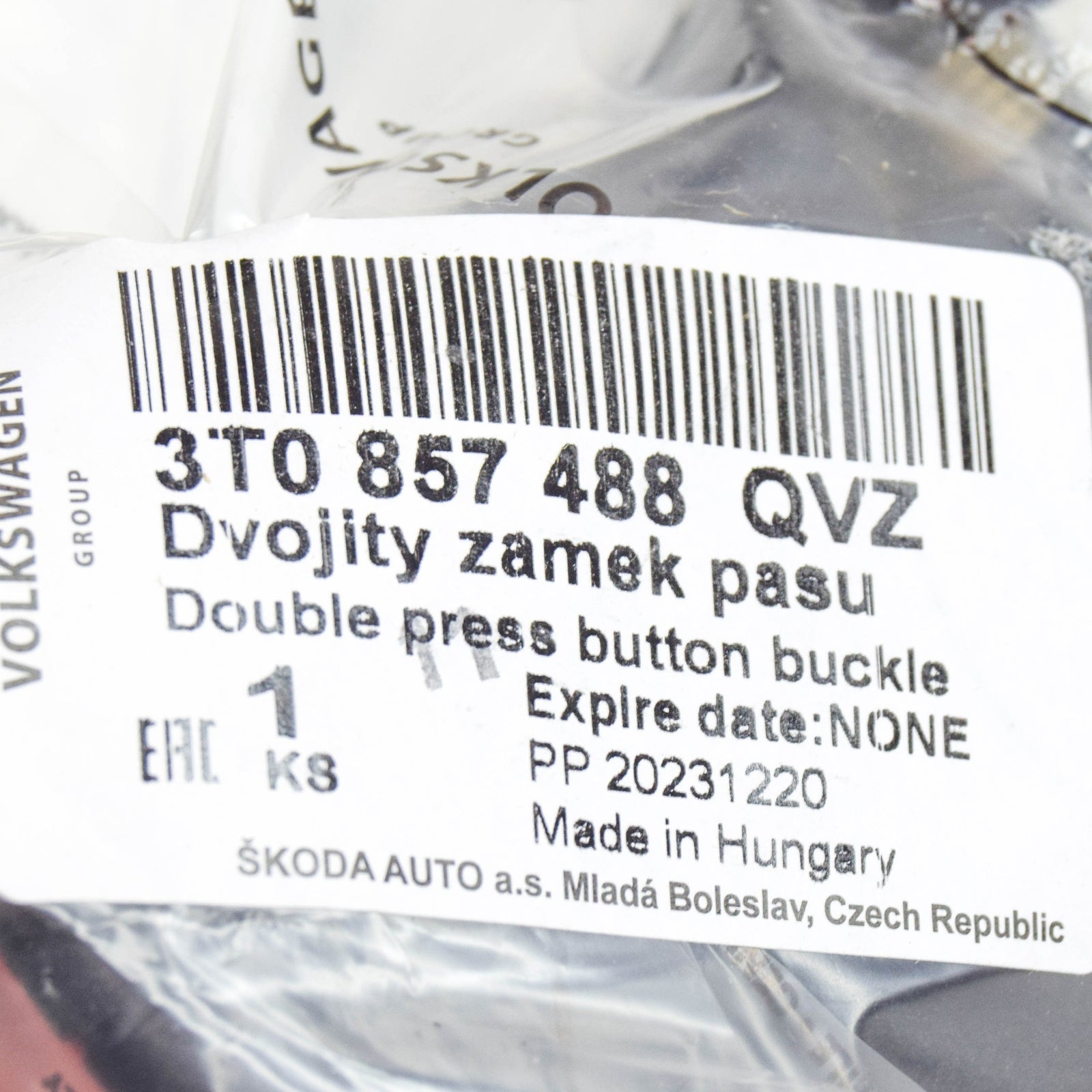 new skoda superb mk2 3t rear seat belt buckle 3t0857488qvz original