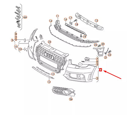 NEW AUDI A1 8X FRONT BUMPER LEFT COVER 8X0807065GGRU ORIGINAL