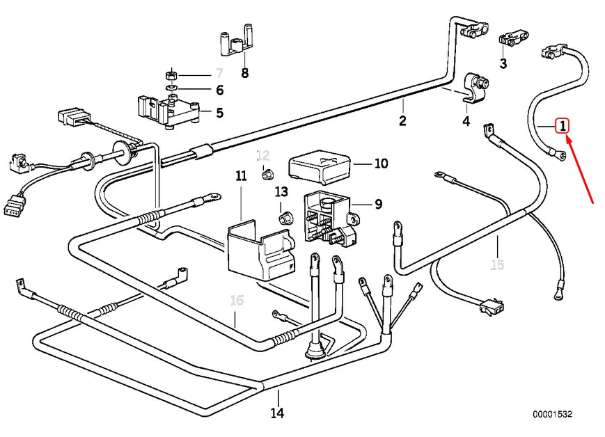 NEW BMW 5 E34 NEGATIVE BATTERY CABLE 12421719713 1719713 ORIGINAL