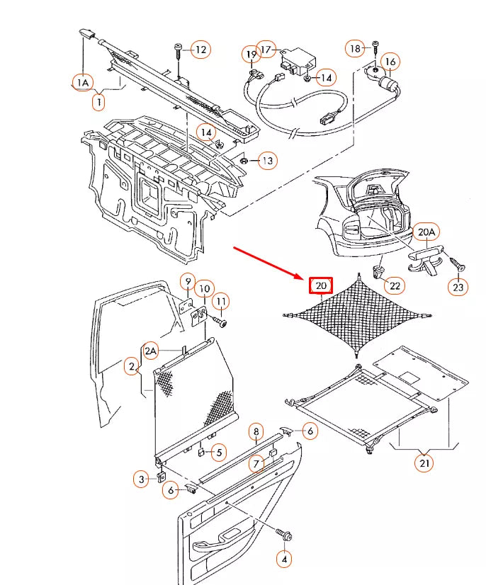 NEW AUDI A4 B7 LUGGAGE NET 8E5861869AMRY ORIGINAL