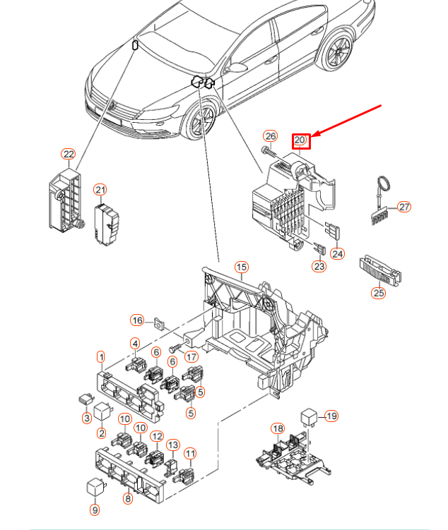 NEW VOLKSWAGEN CC LEFT FUSE HOLDER LHD 3C1941823 ORIGINAL