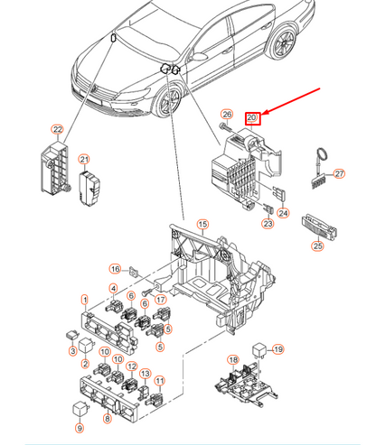 NEW VOLKSWAGEN CC LEFT FUSE HOLDER LHD 3C1941823 ORIGINAL