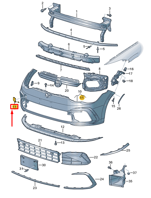 new vw golf cd mk8 front bumper tow eye cap 5h0807241cgru original