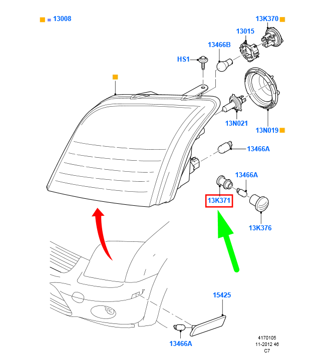 new ford transit connect mk1 front side flasher lamp bulb holder 1203522
