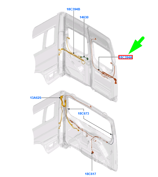 new ford transit mk3 rear back door wiring assy 6c1t-18c394-aad 1825707 original