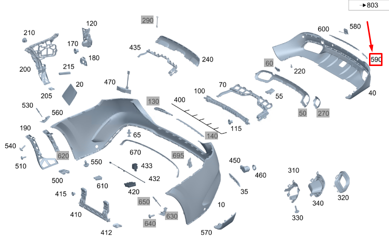 new mercedes-benz gls x167 rear left bumper trim a1678857405 original