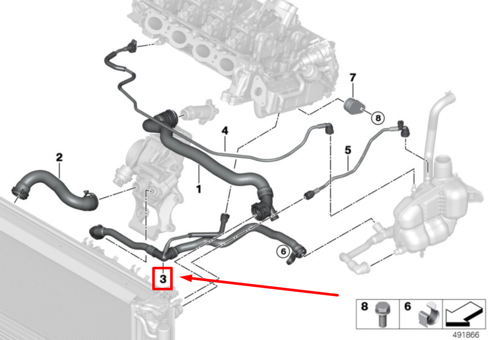 new bmw 2 f46 heating-expansion tank-pump line 8593801 17128593801 original