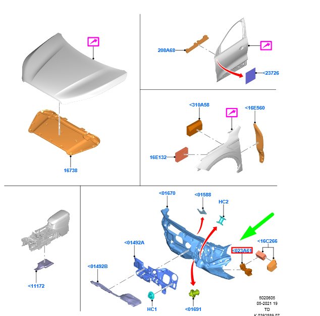 new ford kuga mk3 cowl panel right insulator lhd 2496862 lv4b-s02292-ab original