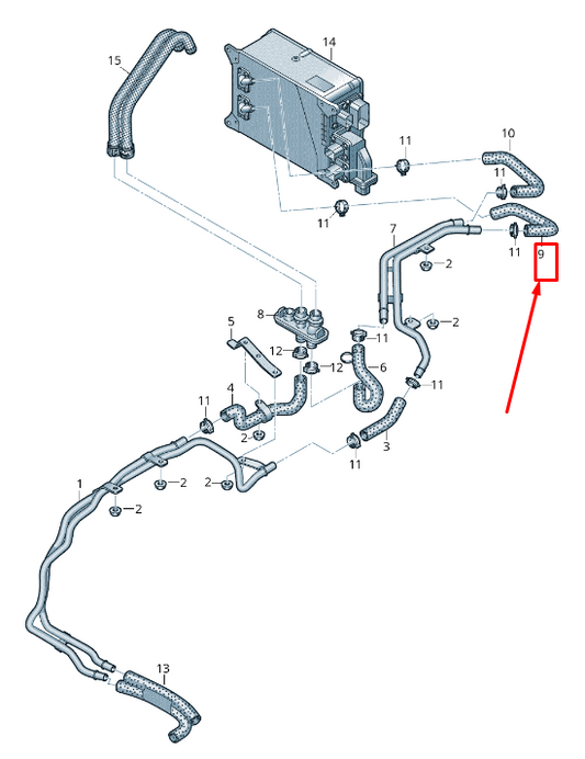 NEW VW TOUAREG CR ENGINE COOLANT HOSE 4M0121611E ORIGINAL