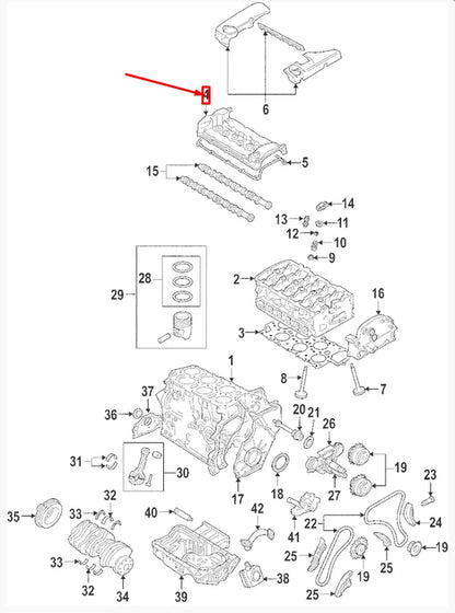 NEW VOLKSWAGEN CC VALVE COVER WITH GASKET 03H103429L ORIGINAL