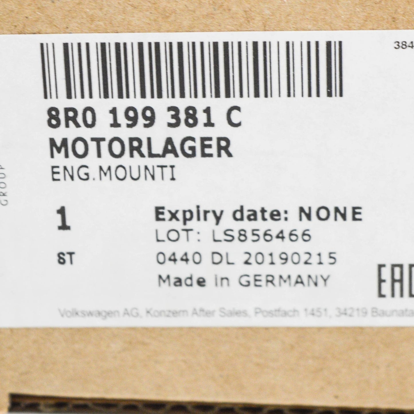 NEW AUDI Q5 8R LEFT ENGINE MOUNT 8R0199381C 2.0 PETROL ORIGINAL