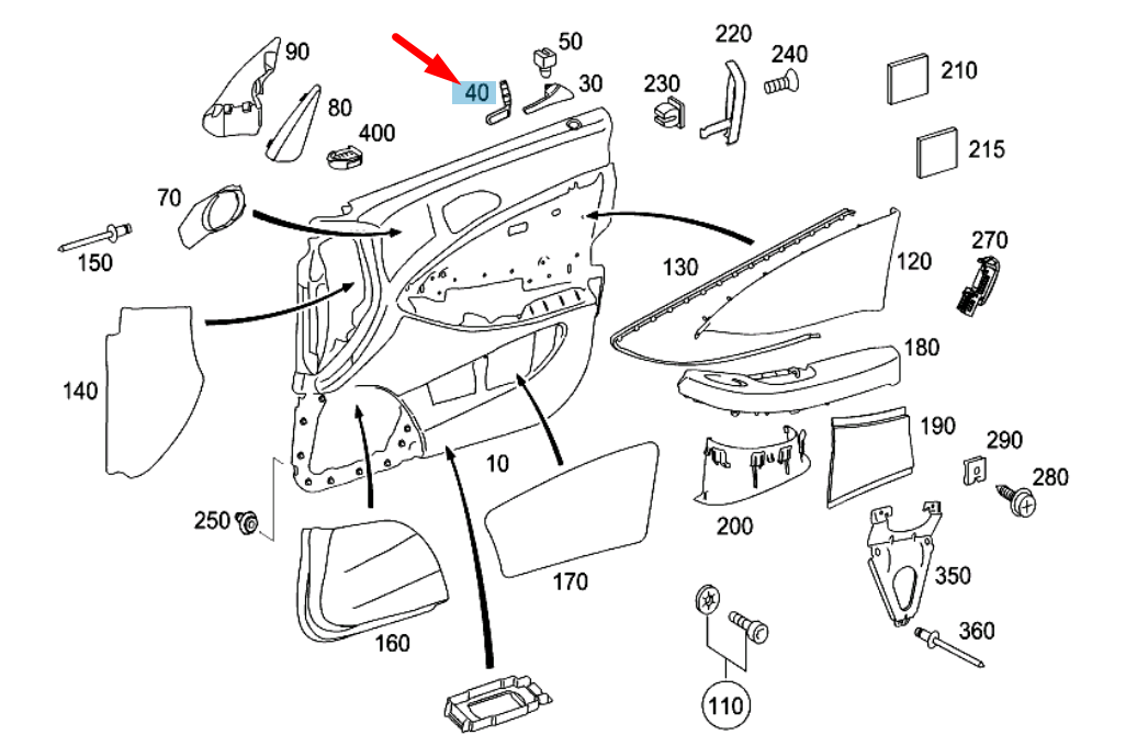 new mercedes-benz cls c219 front interior door handle clip a2117660067 original