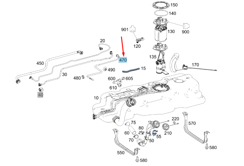 new mercedes-benz vito w447 fuel line a4474760901 original