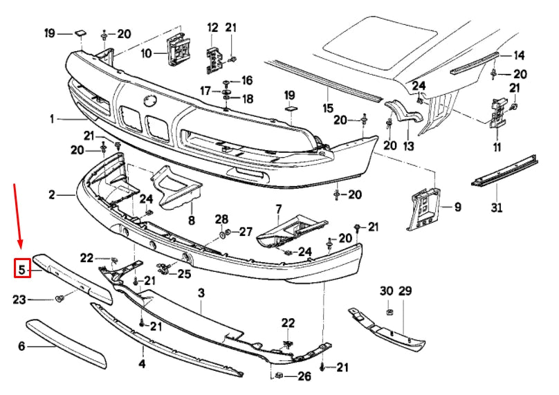 NEW BMW 8 E31 FRONT BUMPER TRIM COVER 51118108172 ORIGINAL