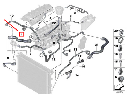 new bmw 5 g30 engine radiator hose 17128602638 8602638 original