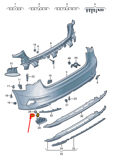 new audi a3 8y rear rh outer parking aid sensor bracket 8y4919290 original