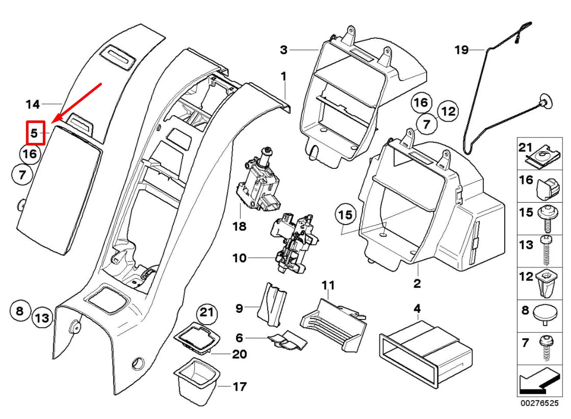 NEW BMW Z4 ROADSTER E85 REAR CENTER CONSOLE FLAP 6978110 51466978110 ORIGINAL