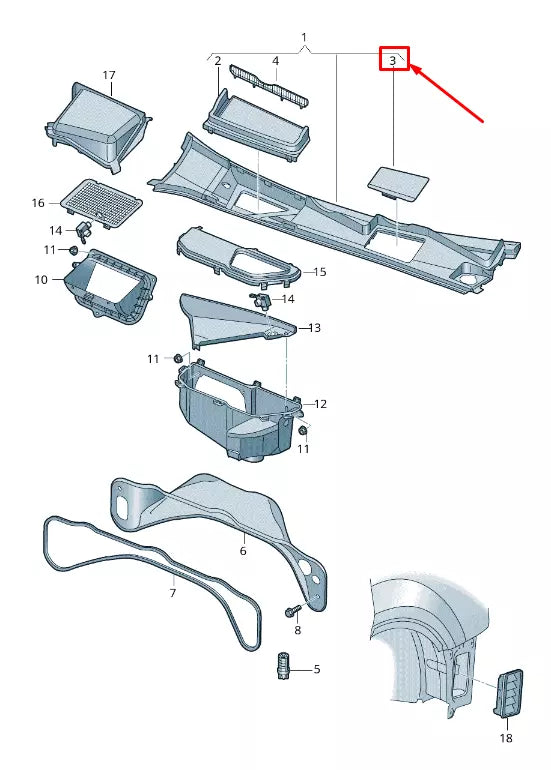 NEW VW TOUAREG CR PLENUM CHAMBER COVER RHD 4M28194479B9