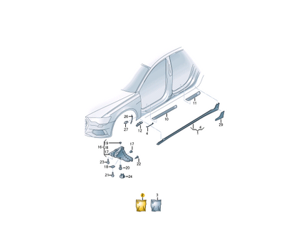 NEW AUDI A6 AVANT C8 SIDE MEMBER TRIM ATTACHMENT KIT 4K8898909 ORIGINAL